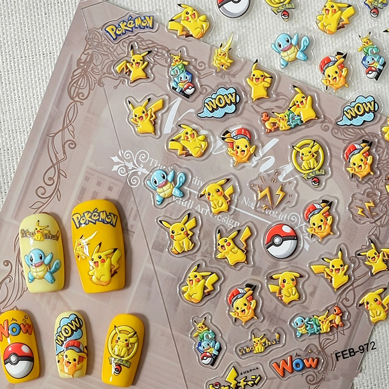 Anime Merchandise Nepal - Cartoon Anime Pikachu Nail Art Sticker