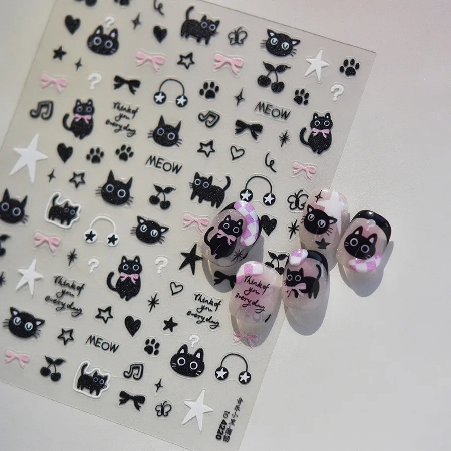 Cute Black Cat Kitten Nail Sti - Anime Merchandise Nepal review and price